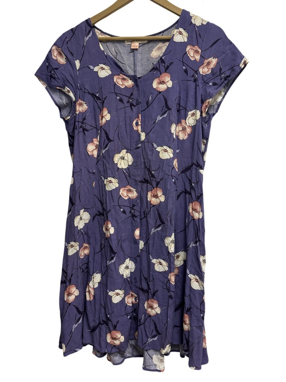 Band of Gypsies | Purple Floral Lace-Up Back Mini Dress | XL | Boho Cottagecore